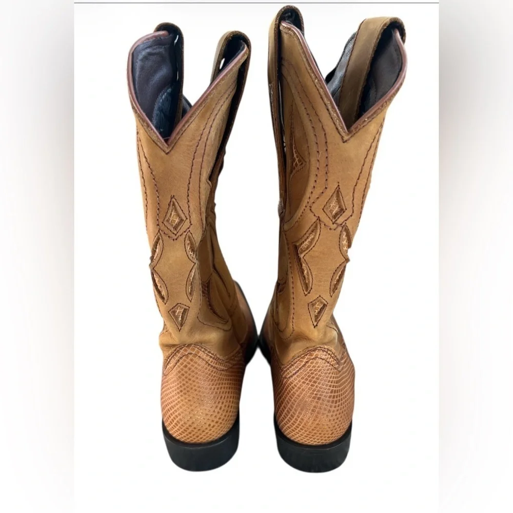 NEW Dingo Men’s Dodge City Leather Boots Western Tan Brown Size 7 D